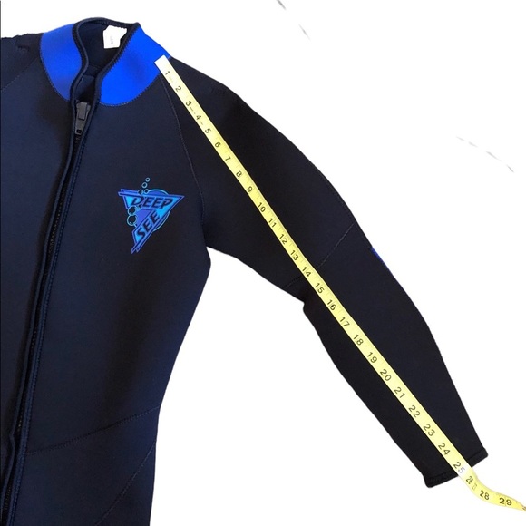 Deep See Long Sleeve Asymmetrical Zip Shorts Wet Suit Adult Medium - Picture 9 of 11